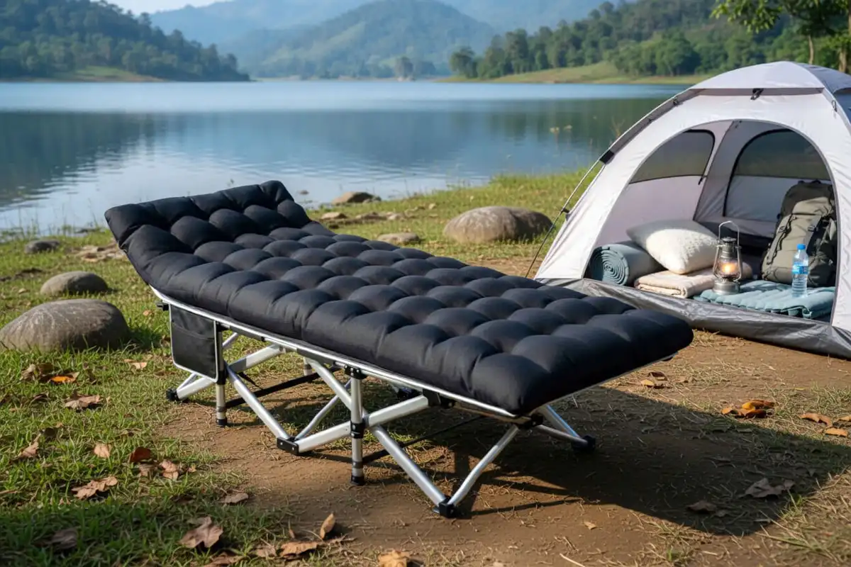 LUCKPRO Folding Camping Cot for Adults Heavy Duty - 800LBS Capacity Sleeping Cot with Thicker Pad, Portable Foldable Cot, Double Layer Oxford Outdoor Camp Bed