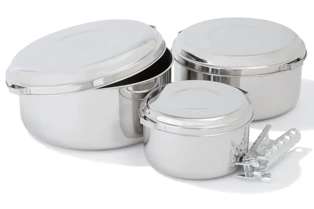 MSR Alpine 4 Stainless Steel Camping Pot Set এমএসআর আলপাইন ৪টি স্টেইনলেস স্টিল ক্যাম্পিং পটের সেট