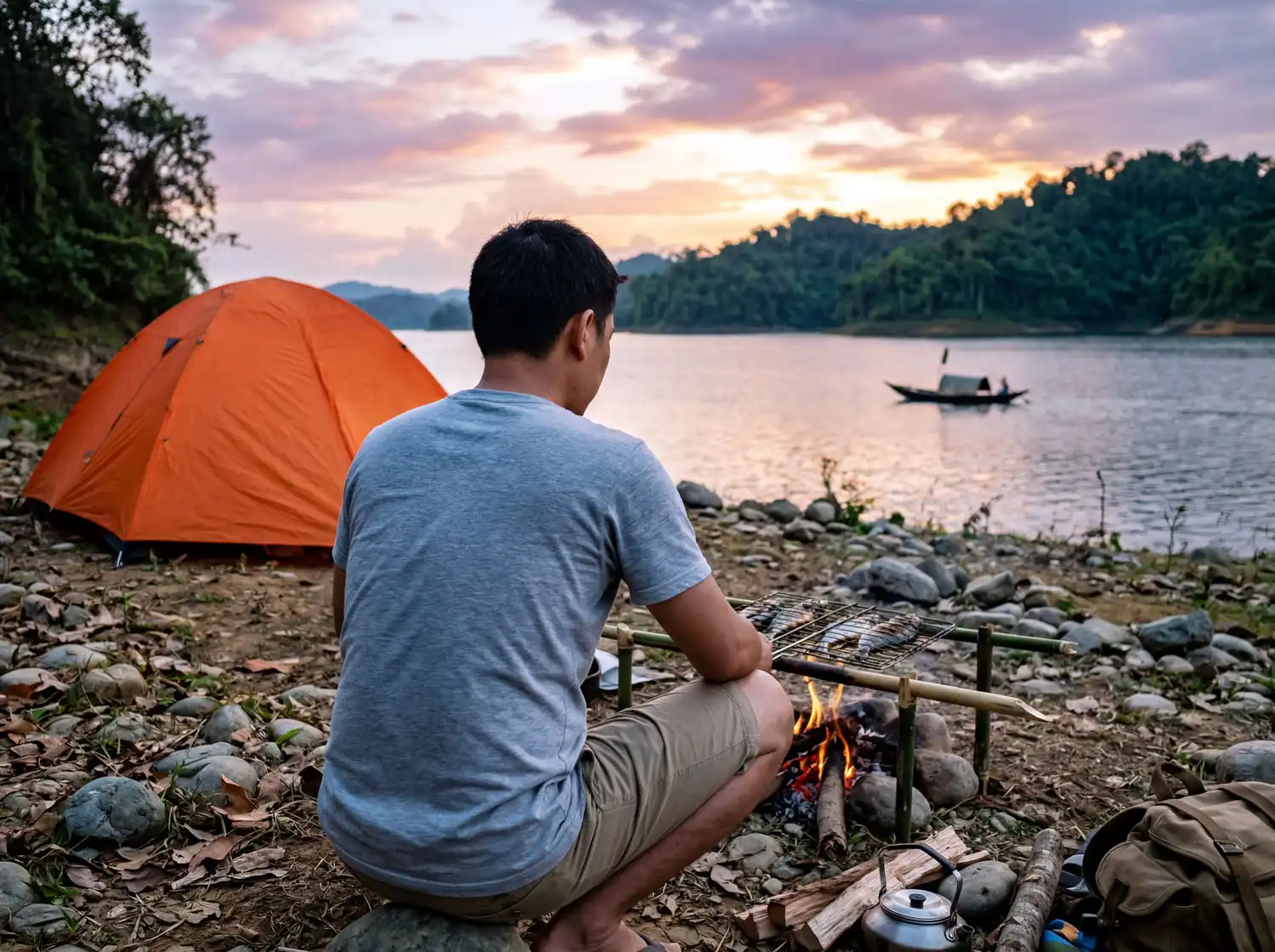 Camping at Kaptai Lake side